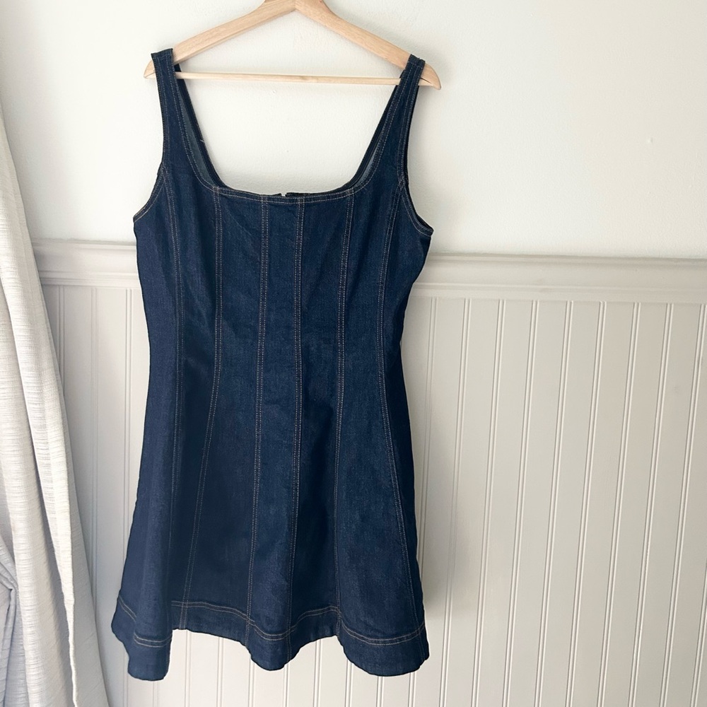 House of Harlow 1960 Large Dark Blue Sleevless Denim Fit & Flare Dress